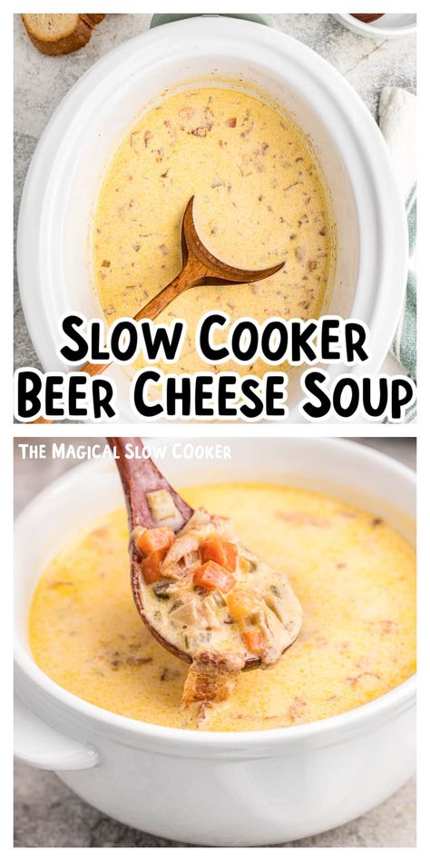 Beer Cheese Sausage Soup, Crock Pot Beer Cheese Soup, Beer Cheese Soup Crockpot Slow Cooker, Jack Astors Beer And Cheddar Soup, Cream Based Soups Crock Pot, Crockpot Cheese Soup, Best Creamy Soup Recipes, Slow Cooker Beer Cheese Soup, Beer Cheese Soup Crockpot