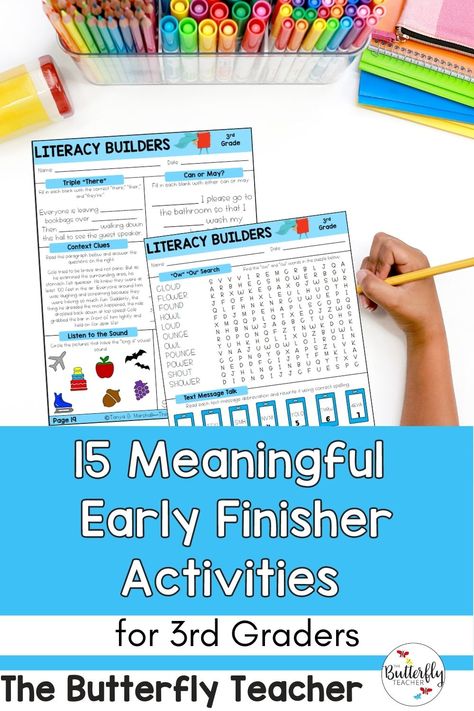 15 Meaningful Early Finisher Activities for 3rd Grade Students Activities For 3rd Graders, Teaching 3rd Grade, Early Finisher Activities, 3rd Grade Writing, Early Finishers Activities, Third Grade Classroom, Third Grade Teacher, 3rd Grade Classroom, Context Clues