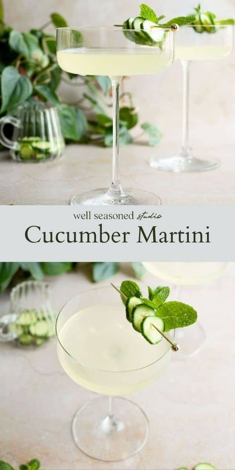 Cucumber Martini With Cucumber Vodka, Cucumber Lime Martini, Cucumber Vodka Martini, Cucumber Martini Recipe Vodka, Types Of Martinis, Cucumber Martini Recipe, Gin Martini Recipes, Cucumber Cocktails, Cucumber Vodka Drinks