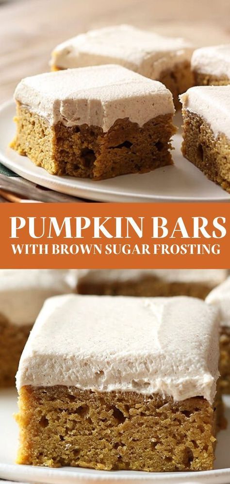 Frosted Pumpkin Bars, October Baked Goods, Pumpkin Bars With Cake Mix Easy, Pumpkin Bars With Cream Cheese Frosting, Pumpkin Pie Bars Easy, Pumpkin Cake Bars, Autumnal Recipes, Fall Desserts For A Crowd, Easy Pumpkin Desserts