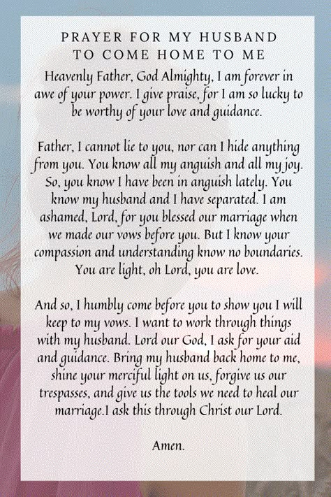 A prayer to bring your husband back home to you.