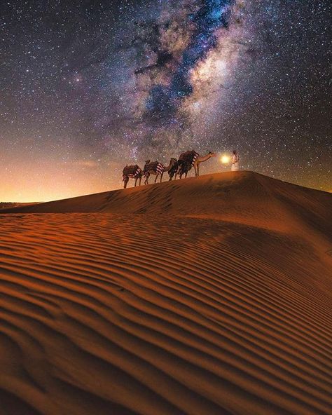 Nights in the deserts of Dubai   by @jacob Desert Caravan, Desert At Night, Milky Way Photography, Nature Destinations, Deserts Of The World, Night Sky Photography, Desert Photography, Nature Background Images, Visit Morocco