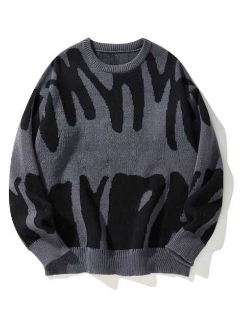 Manfinity EMRG Men Graphic Pattern SweaterI discovered amazing products on SHEIN.com, come check them out! Stylish Letters, Knit Men, Jacquard Sweater, Pattern Sweater, 로고 디자인, Pullover Men, Outfit Casual, Casual Look, Knit Jumper