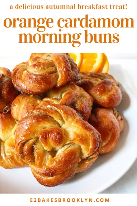 Orange Cardamom Morning Buns | e2 bakes brooklyn Orange Cardamom Scones, Easy Morning Buns Recipe, Orange Cardamom Buns, Recipes With Cardamom Baking, Orange Cardamom Rolls, Orange Cardamom Cookies, Rustic Pastries, What To Make With Oranges, What To Do With Oranges