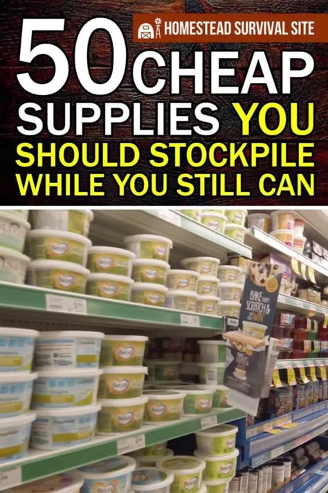 In today's uncertain times, it's more important than ever to be prepared for anything. That's why we've created this essential list of 50 cheap supplies you should stockpile while you can. From long-lasting food items to important hygiene products, our comprehensive guide will help ensure you have everything you need to face any challenges life may throw your way. Read on to discover the best bargains that could make all the difference in an emergency situation. Stock Pile Food List, Foods That Last A Long Time, Survival Foods That Last Forever, Emergency Preparedness Items, Survival Prepping Diy, Best Survival Food, Emergency Preparedness Food Storage, Survival Food Storage, Essential List