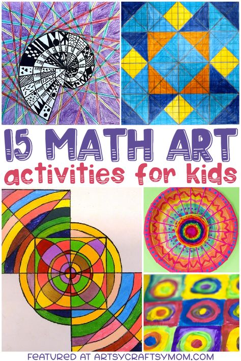 Math And Art Activities, Third Grade Arts And Crafts, Easy Art Projects For Elementary Students, Art Math Projects, Cool Middle School Art Projects, Math Experiments For Kids, Math Art Lessons Elementary, Math Crafts Middle School, Math Art Elementary