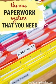 This system will change your life. Just follow these simple steps to set up an organizing system for your paperwork that will keep everything all together in one place. Plus, learn how to keep that paperwork put away so you can stay organized for good! #declutteringpaper #organizepapers Paper Organization System, Paper Decluttering, Paper Organizing, Organizing Important Papers, Paper Clutter Organization, How To Be More Organized, Office Organization At Work, Organizing Paperwork, Bill Organization