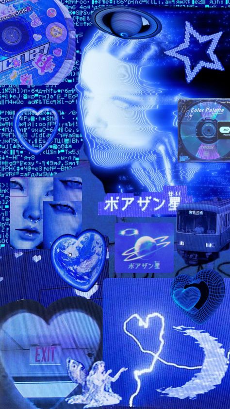 Cybercore Aesthetic, Dark Purple Aesthetic, Y2k Wallpaper, Cyberpunk Aesthetic, Art Collage Wall, Purple Aesthetic, Room Posters, Photo Wallpaper, Blue Aesthetic