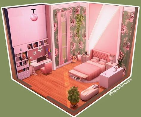 new bedroom I built in the sims 4 🪴 It’s on the gallery (no cc) EA ID: daniellebuilds ✨ #thesims4 #thesims #daniellebuilds Sims4 Story Ideas, Sims 4 Teen Bedroom Ideas, Sims 4 Room No Cc, Sims 4 Bedroom Ideas No Cc, Sims Teen Room, Sims 4 Bedroom No Cc, Sims Bedroom Ideas, Sims 4 Teen Girl Bedroom, Sims 4 Room Ideas Bedrooms