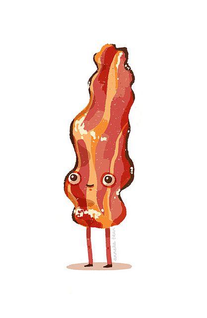 Bacon Bacon Drawing, Donut Artwork, Illustration Food, Food Illustration, Food Illustrations, A Cartoon, Illustration Inspiration, Cute Illustration, My Sister