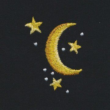 Stars Embroidery, The Moon And Stars, Gold Moon, Sewing Embroidery, Embroidery Inspiration, Moon And Stars, Moon Stars, Embroidery And Stitching, Embroidery Ideas