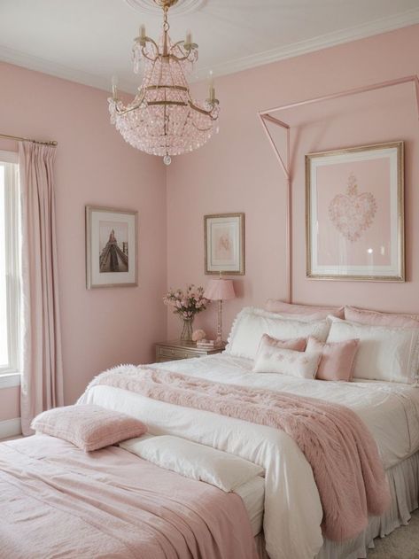 Pink Canopy, Light Pink Bedrooms, Blush Pink Bedroom, Fur Pillows, Pink Bedroom Design, Pink Bedroom Ideas, Feminine Bedroom, Pink Bedroom Decor, Pink Room Decor