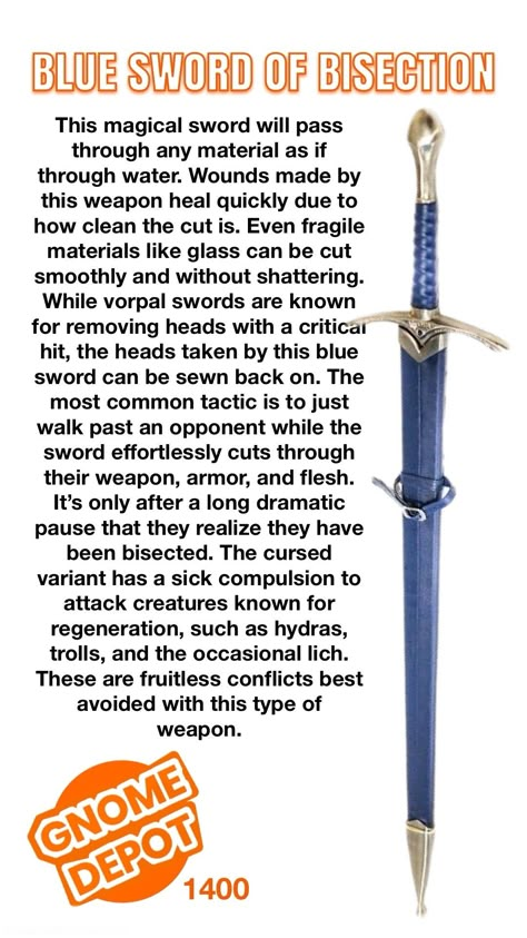 Vorpal Swords, Dnd Things, Dnd Funny, Dnd Items, D And D, Magic Items, Dnd Ideas, Dnd Stuff, Leisure Time