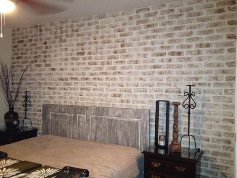 Sponge Painting Basics: 10 Things You Should Know about Sponge Painting Painting Brick Wall Interior, Brick Wall Interior Bedroom, Interior Brick Wall Ideas, Painted Faux Brick Wall, Sponge Painting Walls, Brick Wall Ideas, Diy Brick Wall, Painted Brick Wall, Brick Fireplace Wall