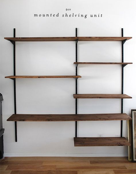 51 DIY Bookshelf Plans & Ideas to Organize Your Precious Books Diy Bookshelf Plans, Display Collections, Float Shelf, Wall Mounted Shelving, Industrial Shelves, Koti Diy, Industrial Shelf, Bookshelf Ideas, Bookshelf Plans