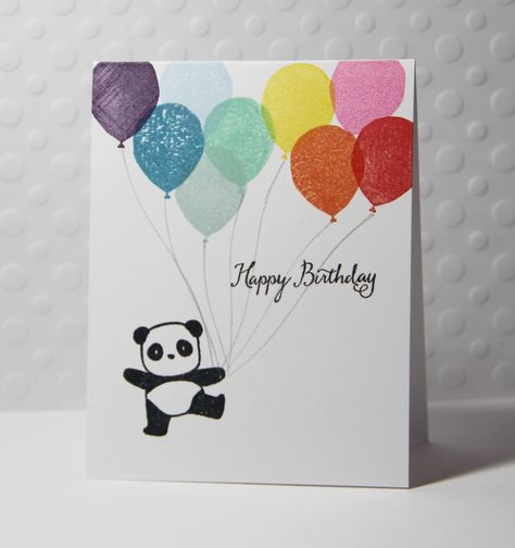 Hello!   Today I'm celebrating my youngest daughter's 10th birthday! Where did those years go? They pass by so quickly! She loves pandas and... Birthday Card Ideas For Daughter, Quick Birthday Cards, Birthday Painting Ideas, Panda Birthday Cards, Drawing Birthday, Panda Card, Happy Birthday Cards Diy, Birthday Painting, Creative Birthday Cards