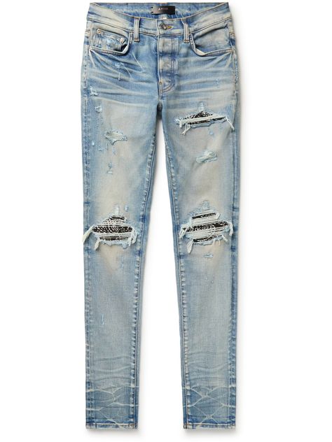 Rocker Aesthetic, Tattered Jeans, Mike Amiri, Hype Clothing, Denim Inspiration, Streetwear Men, Streetwear Men Outfits, Bandana Print, Jeans Men