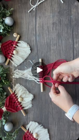 42K views · 363 reactions | There’s still plenty of time to make some more christmas decorations and how cute are these macrame gnomes!?  • Head to my YouTube for a full detailed tutorial on how to make these. Cord used is a 3mm from @nooktheory  • Love then and want to purchase it, head to my Etsy where i have them available individually, or with a cute macrame reindeer! • Links located in my bio.  •  #macrame #macrameartist #macramegnome #macrameornament #macrametutorial #diymacrame #diychristmasdecor #handmadeornaments #christmasgnome #christmascrafts #gnomes #macramelove #angscraftsncreations | AngscraftsnCreations Macrame Makramee Christmas, Macrame Reindeer, Christmas Trees Crafts, Santa Video, Cute Macrame, Christmas Macrame, Scout Crafts, Girl Scout Crafts, Scouts Crafts