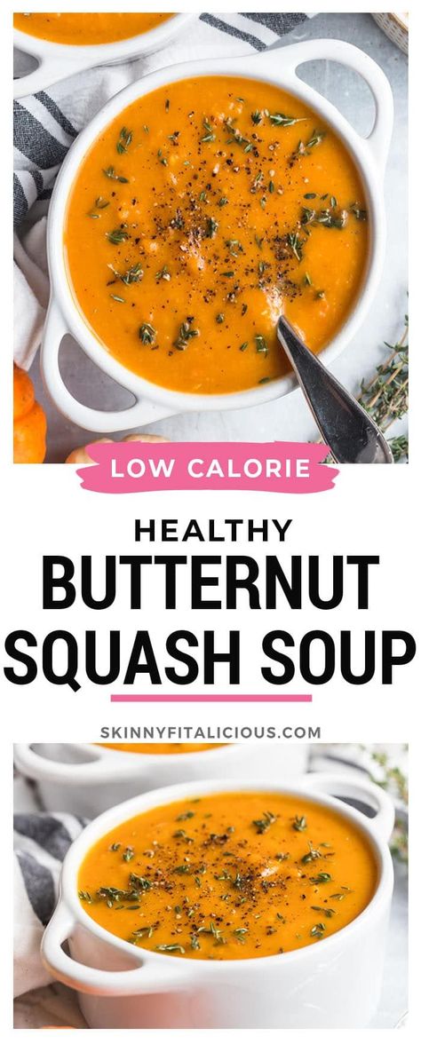 Healthy Butternut Squash Soup, Soup Recipes Healthy, Healthy Butternut Squash, Butternut Soup, Low Calorie Soup, Zone Diet, Comforting Soup, Healthy Soups, Squash Soup Recipe