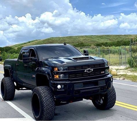 Jacked Up Truck, Best Pickup Truck, Custom Lifted Trucks, Chevy Diesel Trucks, Chevy Trucks Silverado, Trucks Lifted Diesel, Hot Trucks, Black Truck, Trucks Lifted