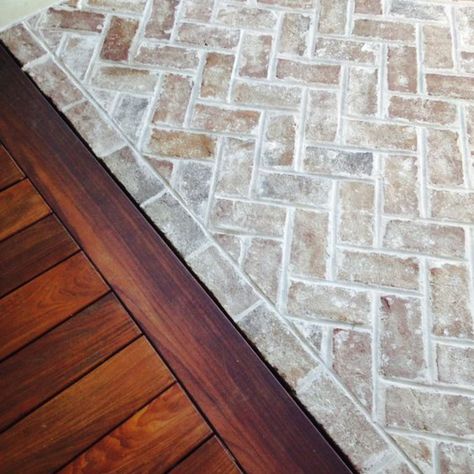 10 Kitchen Tile to Wood Floor Transition Ideas | Wood To Tile Transition, Tile To Wood Transition, Tile Transition, Floor Transition, Entryway Tile, Entryway Flooring, Brick Tile, Mobile Alabama, Concrete Pavers