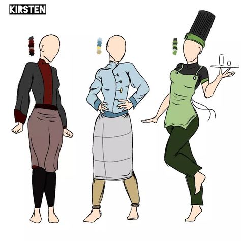 Apron Art Reference, Chef Drawing Reference, Anime Chef Outfit, Chef Oc Drawing, Chef Aesthetic Outfit, Chef Outfit Aesthetic, Female Baker Character Design, Chef Outfit Drawing, Baker Character Art