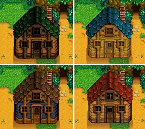 Stardew Valley Shed Layout, Stardew Shed, Acnh Pokemon, Shed Color, Stardew Design, Stardew Valley House, Farm Layouts, Stardew Valley Ideas, Stardew Valley Farm