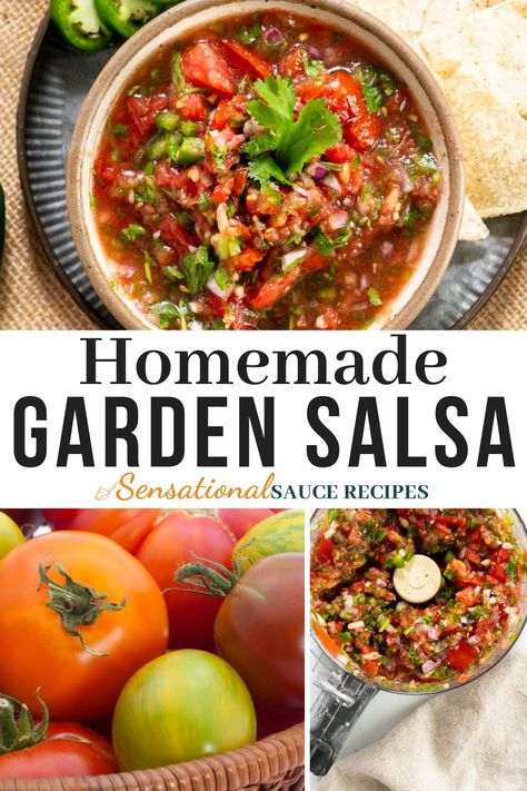 Fresh Garden Salsa, Fresh Salsa Recipe Homemade, Garden Salsa Recipe, Garden Fresh Salsa, Best Salsa Recipe, Garden Salsa, Tomato Salsa Recipe, Easy Homemade Salsa, Fresh Salsa Recipe