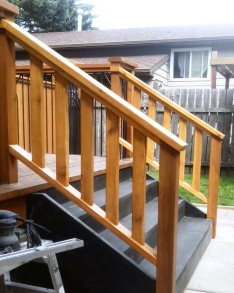 Top 70 Best Deck Railing Ideas - Outdoor Design Inspiration Deck Top Railing Ideas, Outdoor Wooden Handrail, Outdoor Stair Handrail Ideas, 2x4 Railing Ideas, Cedar Handrail Front Porches, Wooden Handrails For Stairs Outdoor, Wood Railings For Stairs Outdoor, Front Steps Ideas Wooden, Deck Handrail Ideas