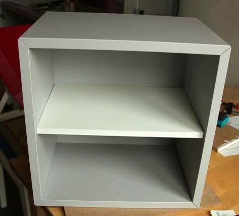 EKET CD rack: How to add a shelf to the cube - IKEA Hackers Ikea Cd Storage, Eket Ikea Hacks, Cube Ikea, Eket Ikea, Ikea Play, Ikea Eket, Ikea Play Kitchen, Box Hacks, Pocket Holes