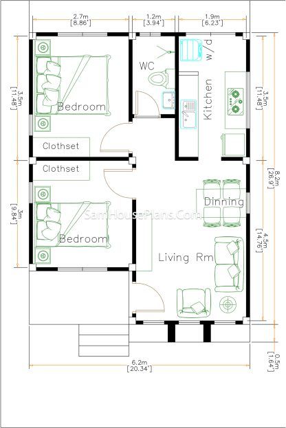 Design Case Mici, Floor Plan Ideas, 2d Floor Plan, Simple Floor Plans, Small House Layout, Two Bedroom House, Small House Floor Plans, Building Plans House, Simple House Plans