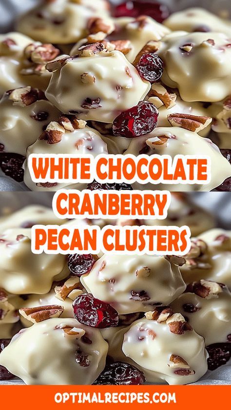 Ready to impress with the perfect holiday treat? These White Chocolate Cranberry Pecan Clusters are the festive sweet you need! 🍫✨ Crunchy pecans, tart cranberries, and creamy white chocolate come together in this super easy recipe that’s perfect for gifting, snacking, or adding a little sparkle to your dessert table! 🎄🍬 Save now for a quick, no-bake treat everyone will crave. Bonus: they look totally Pinterest-worthy! 😍 #HolidayTreats #FestiveDesserts #EasyRecipes #WhiteChocolateClusters #HolidayBaking #CranberryPecan