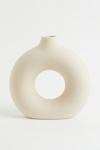 Large Ceramic Vase | H&M (US) Beige Plant, Office Shelf Decor, Vase Light, Donut Vase, Large Ceramic Vase, Home Interior Accessories, Plant Saucer, Fragrant Candles, Vase With Lights