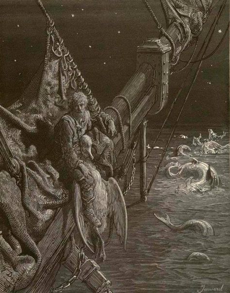 “I watched the water-snakes”, illustration by Gustave Doré for Coleridge’s Rime of the Ancient Mariner. Featured in our latest essay "Scurvy and the Terra Incognita" Gustavo Dore, Paul Gustave Doré, Gustav Dore, Rime Of The Ancient Mariner, The Ancient Mariner, Ancient Mariner, Gustave Dore, Engraving Illustration, Wood Engraving