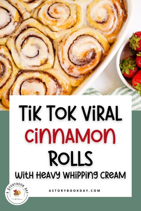 Things To Make With Heavy Whipping Cream, Recipes Using Heavy Whipping Cream, Tik Tok Cinnamon Rolls, Heavy Whipping Cream Recipes, Cinnamon Rolls With Heavy Cream, Pillsbury Cinnamon Roll Recipes, Pillsbury Cinnamon Rolls, Cinnamon Roll Recipes, Cinnabon Cinnamon Rolls