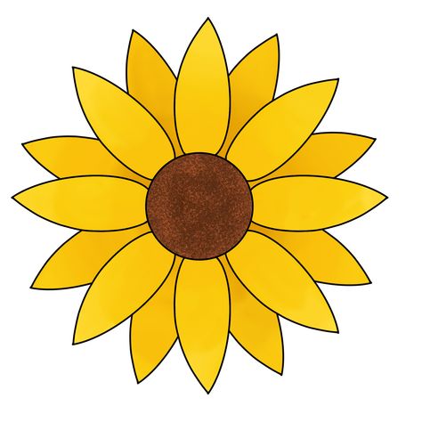 Bright happy sunflower design digital art flower garden gardener gardening outdoors allotment grandparent grandad grandpa sun yellow brown vibrant present easy to draw how to simple buy Easy Flower Drawings Color, Cute Yellow Flowers Drawing, How To Draw Yellow Flowers, Cute Yellow Drawings Easy, Cute Easy Sunflower Drawings, Yellow Flower Drawing Simple, How To Draw A Sun Flower, Drawing Ideas Easy Flowers Simple, Sunflower Easy Drawing