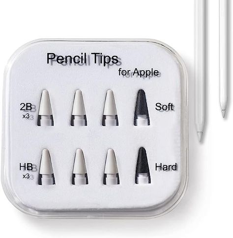 Pencil Tips Soft Wear-Resistant Damping Pen Tip for Apple Replacement 2B Stylus Fine Nib Compatible with iPad Air Mini Pro Apple Pencil 1st Gen & 2nd Generation - 6+2 Packs Ipad Pro Pencil, Apple Pen, Drawing Accessories, Stylus Pens, Pen Nib, Apple Pencil, Ipad Air, Phones Accessories, Stylus