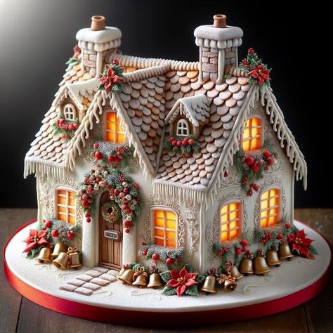 Elegant Gingerbread House, Impressive Cakes, Gingerbread Castle, Homemade Gingerbread House, Gingerbread House Ideas, Gingerbread House Patterns, Christmas Tree Decor Ideas, Tree Decor Ideas, Gingerbread House Designs