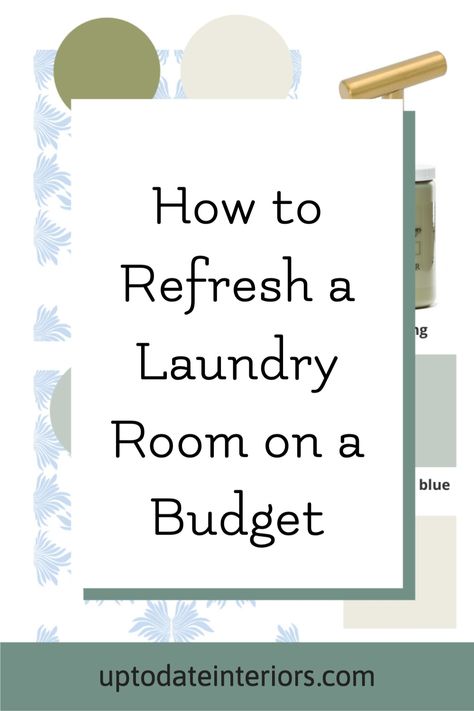 Laundry Room Refresh Ideas, Small Laundry Room Ideas Paint, Laundry Room With Green Walls, Laundry Room Colour Schemes, Navy Blue Laundry Room Ideas, Blue White Laundry Room, Wallpapers For Laundry Rooms, Budget Friendly Laundry Room Makeover, Laundry Room Makeovers On A Budget