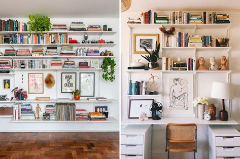 Bedroom Makeover: Adding Track Shelves - DIY in PDX Track Shelving Ideas, Track Shelving, Bedroom 2022, Craft Office, Dining Room Study, Deep Shelves, Shelving Ideas, Shelves Diy, Hobbit Hole