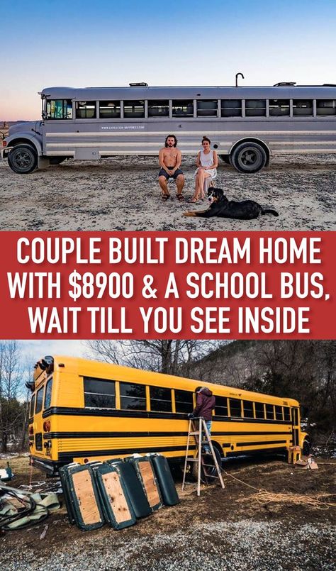 This Couple Turned a School Bus Into Their Dream Home on a Budget Caravan Wagon, Bus Remodel, School Bus Tiny House, School Bus Camper, School Bus House, Build Dream Home, Converted School Bus, Survival Foods, Converted Bus