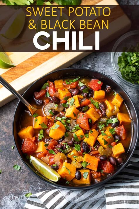 Sweet Potato Black Bean Chili, Chili Recipe With Black Beans, Sweet Potato And Black Bean, Black Bean Chili, Sweet Potato Black Beans, Hearty Chili, Nigel Slater, Sweet Potato Chili, Bean Chili