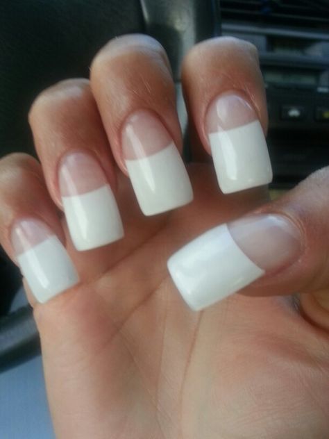 French Tip Nails Thick White, White Tip Gel Nails, White French Tip Nails Coffin, French White Tip, Nail Glamour, Long French Nails, White French Tip Nails, Nails White French, French Tip Gel Nails