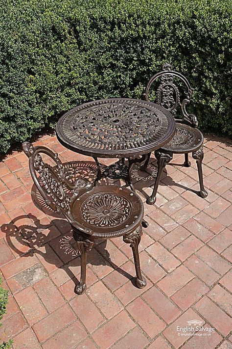 Outdoor Tables And Chairs - Visit Amazon.com to get the best tips. Outside Chairs, Iron Chairs, Lawn Ideas, Cozy Patio, Quiet Evening, Outdoor Tables And Chairs, Iron Chair, Patio Sets, Forest Garden