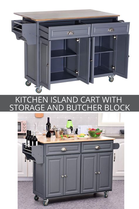 Small Kitchen Trolley Ideas, Butchers Block Island On Wheels, Trolley Design Ideas, Kitchen Trolley Design, Trolley Design, Kitchen Island With Drawers, Island On Wheels, Kitchen Carts, Pantry Layout