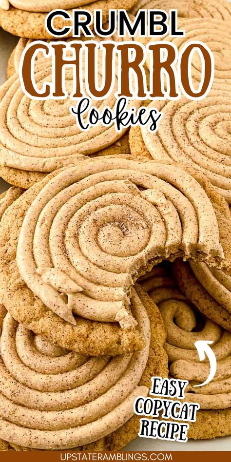 Churro Cookie Recipe, Flavored Buttercream Frosting, Copycat Crumbl Cookie, Copycat Crumbl Cookies, Churro Dessert, Cinnamon Buttercream Frosting, Churro Cookies, Flavored Buttercream, Jumbo Cookies