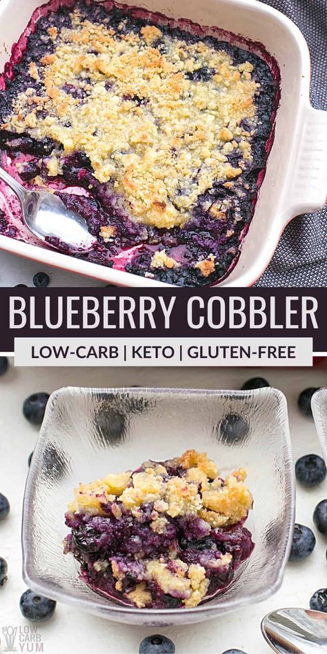 Low Carb Blueberry Cobbler, Gluten Free Blueberry Cobbler, Blueberry Cobbler Recipe, Low Carb Blueberry, Deserturi Raw Vegan, Easy Blueberry Cobbler, Blueberry Cobbler Recipes, Keto Quiche, Low Carb Low Fat Recipes