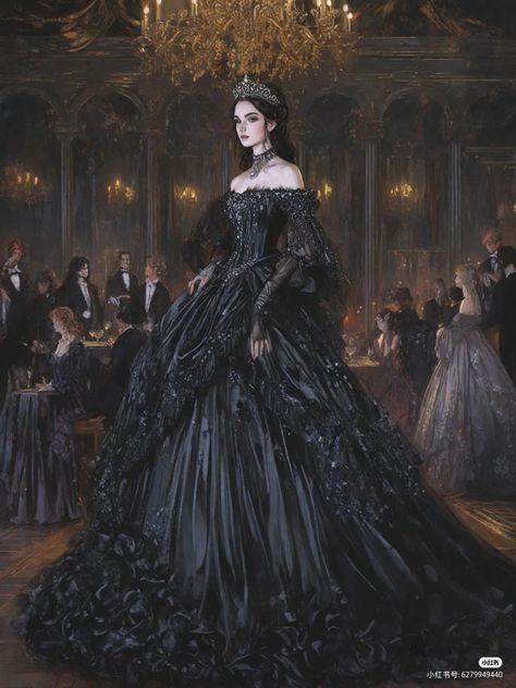 Royal Dress Aesthetic, Princess Dress Aesthetic, Villain Dresses, Princess Dress Fairytale, Black Princess, Fantasy Dresses, Royal Dresses, Royal Outfits, Fantasy Gowns