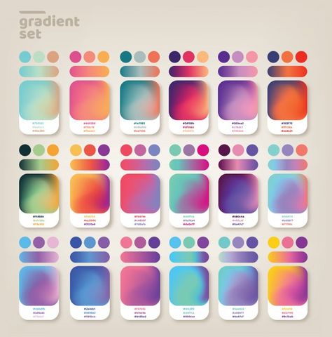 Gradient ideas set Premium Vector | Premium Vector #Freepik #vector #mobile #gradient #modern #app Rgb Palette, Gradients Background, 3d Tipografi, Gradient Color Design, الفن الرقمي, Desain Buklet, Color Design Inspiration, Vector Gradient, Color Palette Challenge