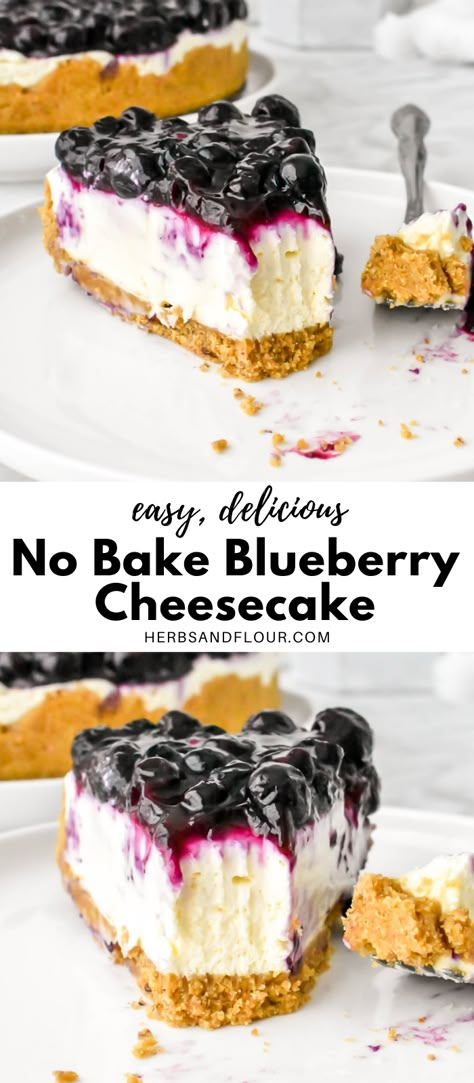 Blueberry Desserts Recipes, Desserts Aesthetic, Blueberry Cheesecake Recipe, No Bake Blueberry Cheesecake, Lemon Blueberry Cheesecake, Blueberry Topping, Cheesecake Lovers, Healthy Summer Desserts, Blueberry Desserts